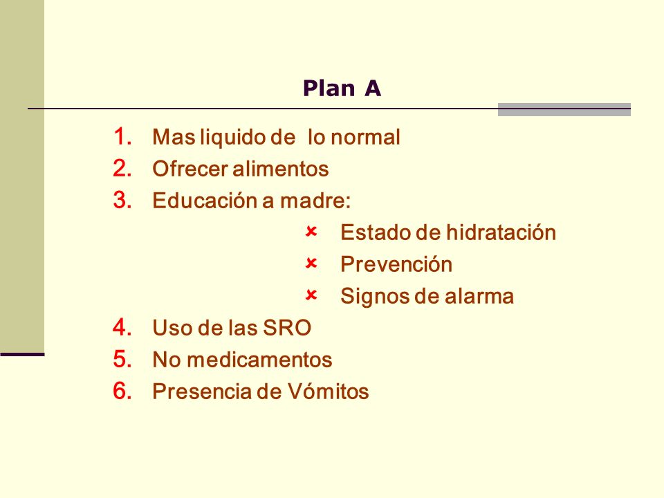 Mas liquido de lo normal Ofrecer alimentos Educación a madre:
