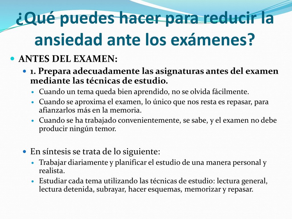 ¿Qué puedes hacer para reducir la ansiedad ante los exámenes
