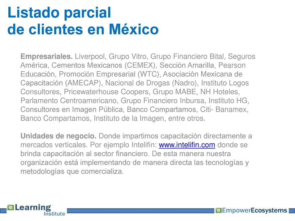 Listado parcial de clientes en México