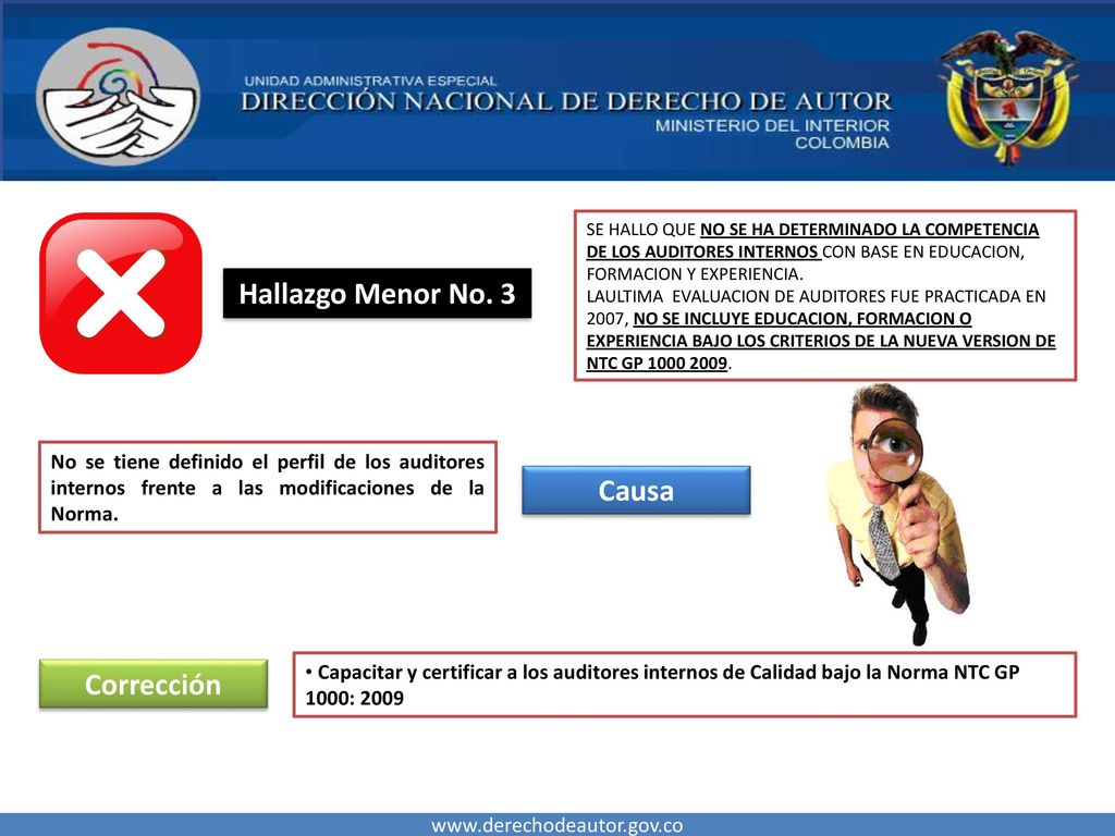 Hallazgo Menor No. 3 Causa Corrección