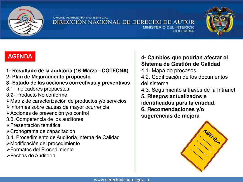 AGENDA 4- Cambios que podrían afectar el Sistema de Gestión de Calidad