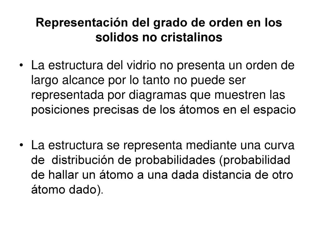 Representación del grado de orden en los solidos no cristalinos