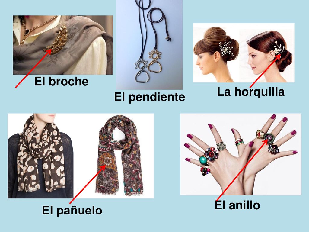 El broche La horquilla El pendiente El anillo El pañuelo