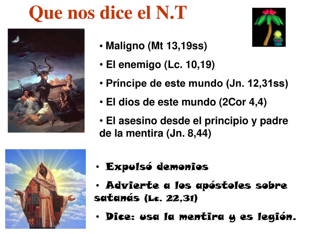 Que nos dice el N.T Maligno (Mt 13,19ss) El enemigo (Lc. 10,19)