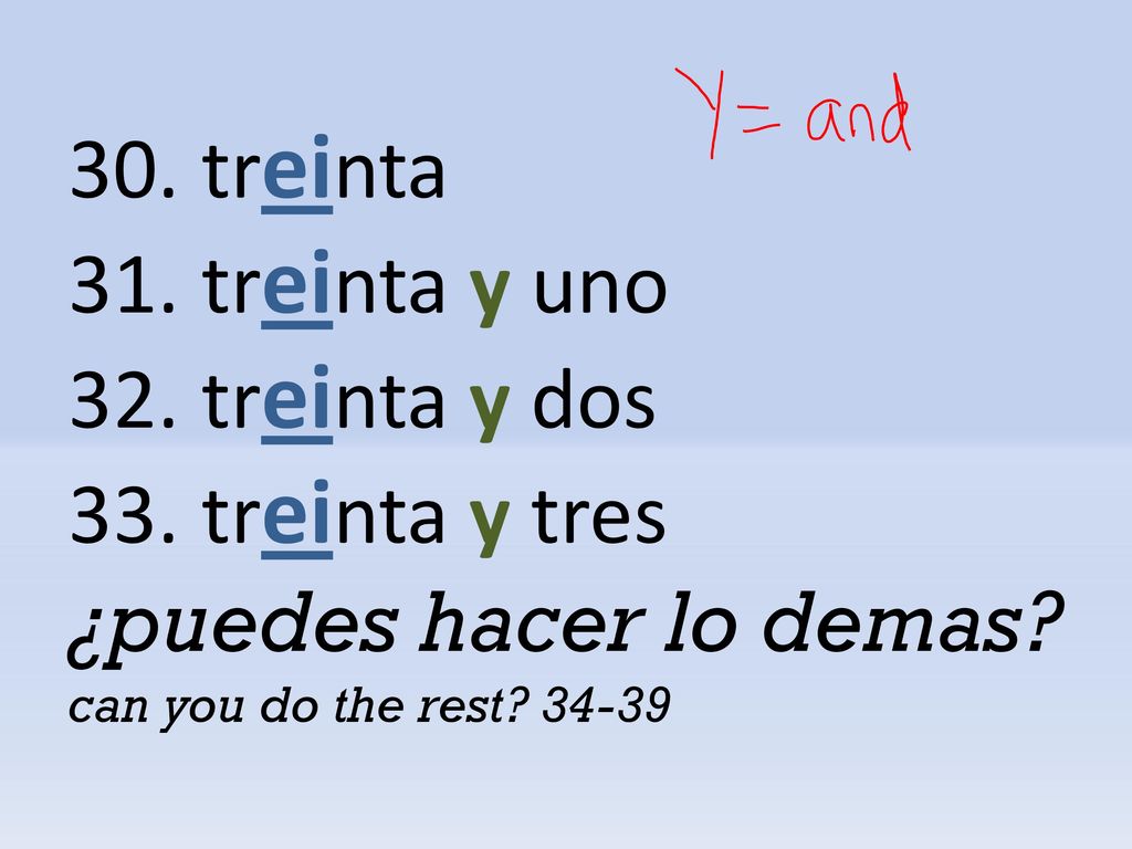 treinta treinta y uno treinta y dos treinta y tres