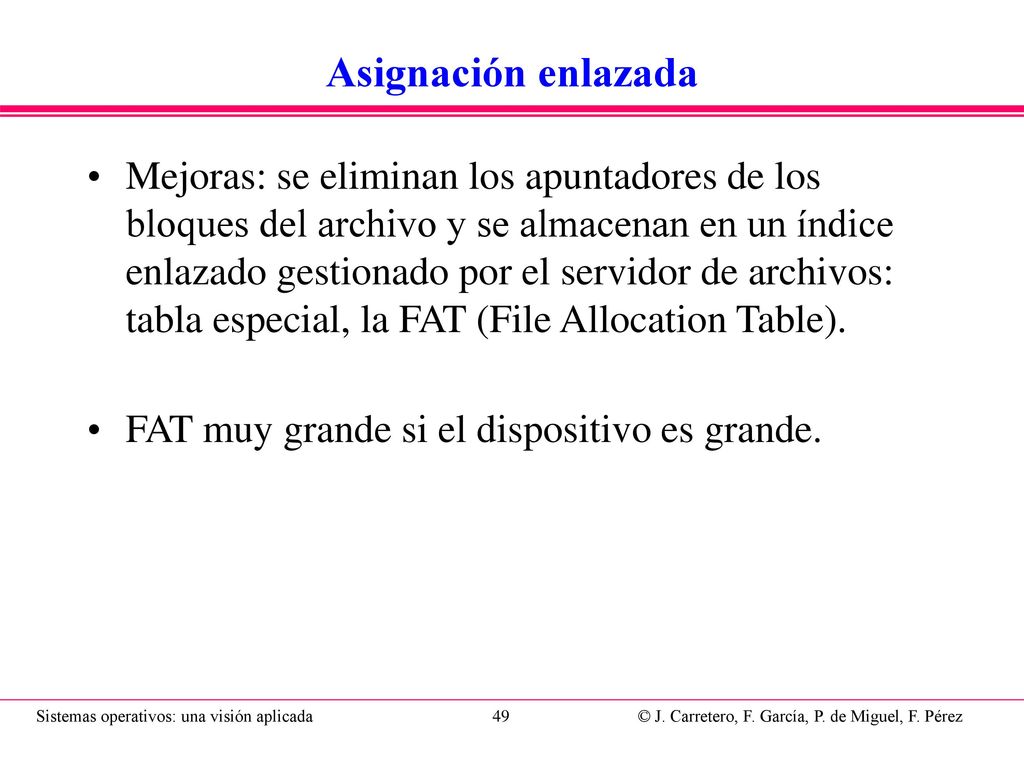 FAT Archivo A: 6, 8, 4, 2 Archivo B: 5, 9, 12 Archivo C: 10, 3, 13 x