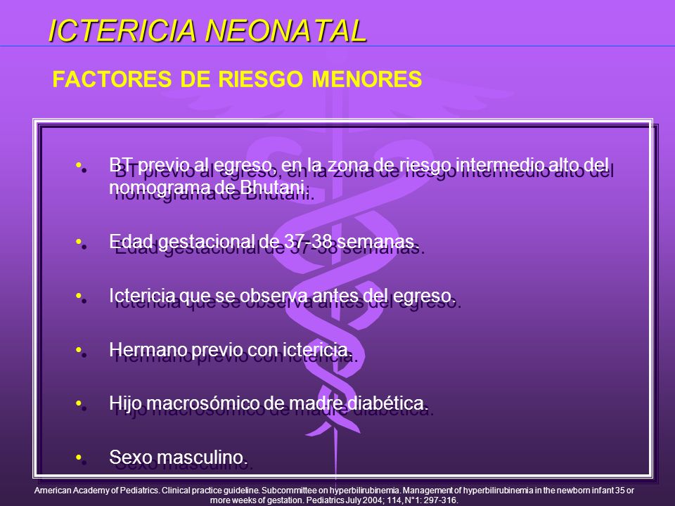 ICTERICIA NEONATAL FACTORES DE RIESGO MENORES