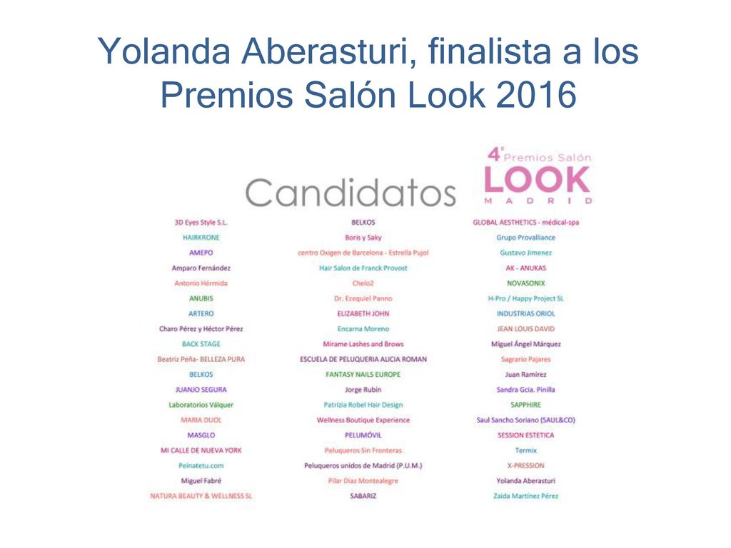 Yolanda Aberasturi, finalista a los Premios Salón Look 2016