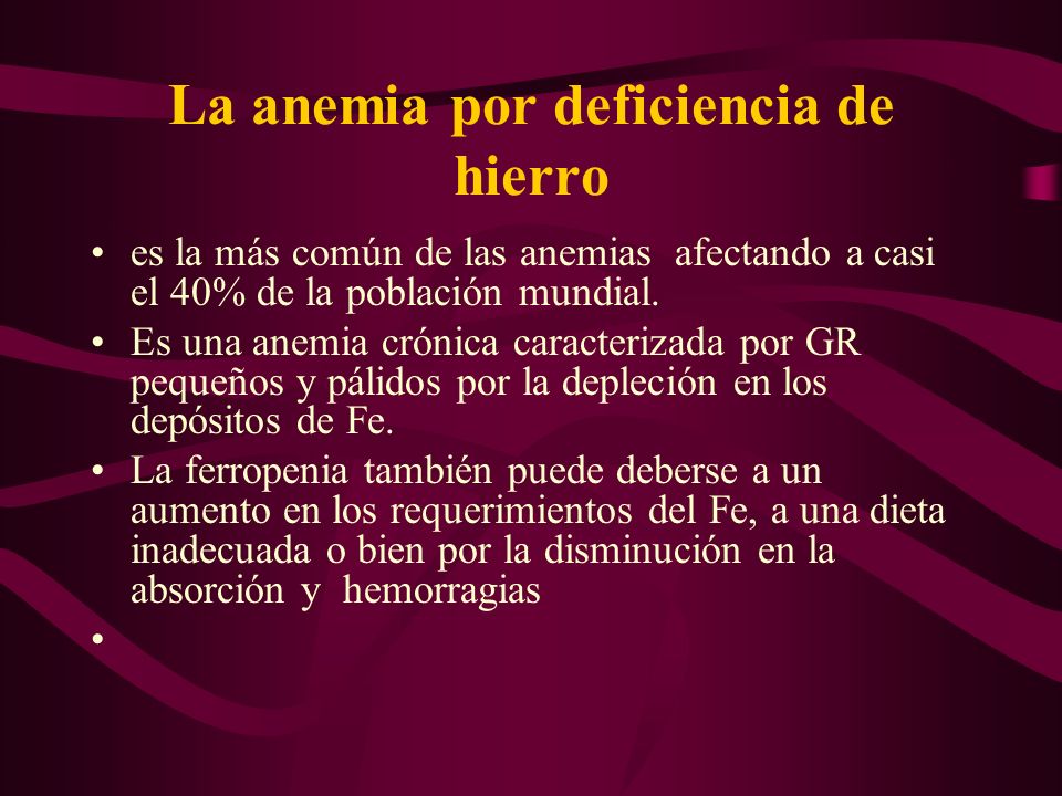 La anemia por deficiencia de hierro