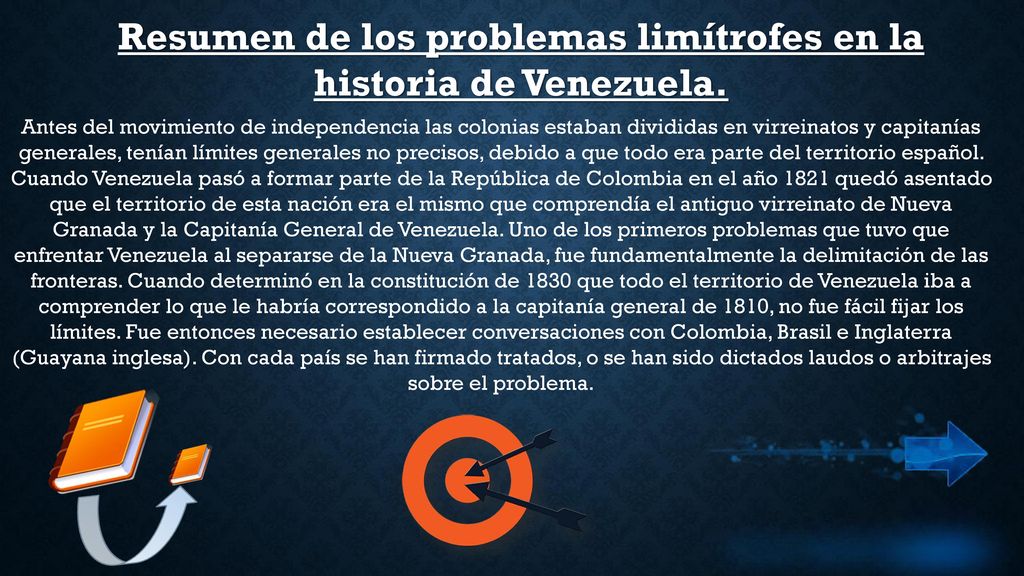 Resumen de los problemas limítrofes en la historia de Venezuela.