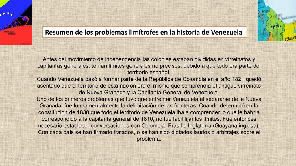 Resumen de los problemas limítrofes en la historia de Venezuela
