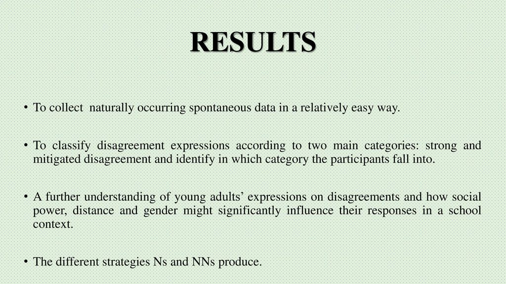 RESULTS To collect naturally occurring spontaneous data in a relatively easy way.
