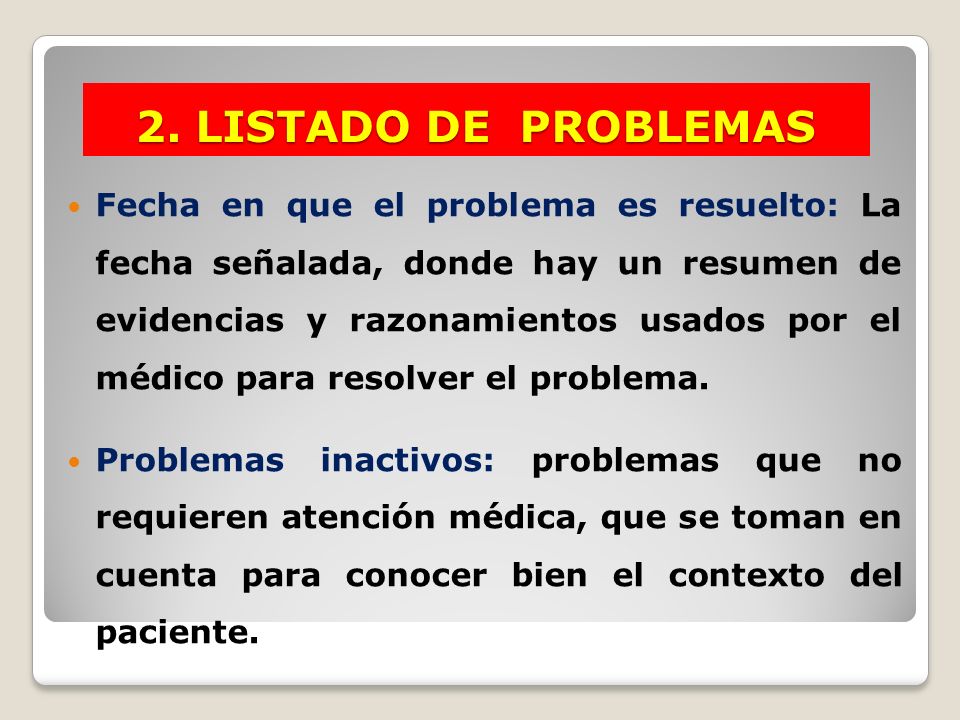 2. LISTADO DE PROBLEMAS