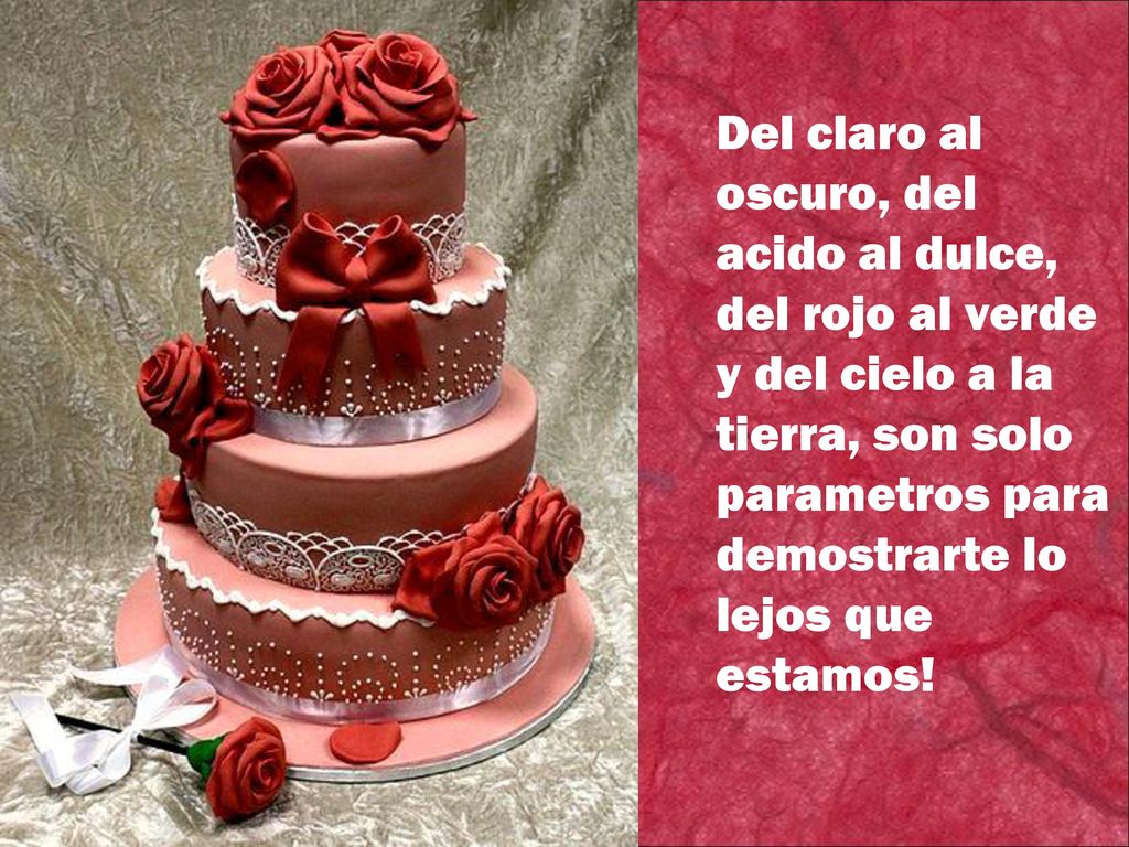 Del claro al oscuro, del acido al dulce, del rojo al verde y del cielo a la tierra, son solo parametros para demostrarte lo lejos que estamos!