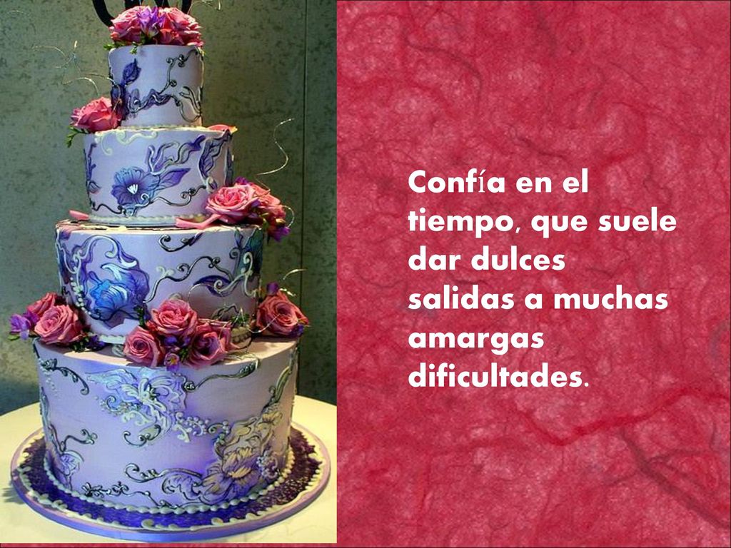 Confía en el tiempo, que suele dar dulces salidas a muchas amargas dificultades.