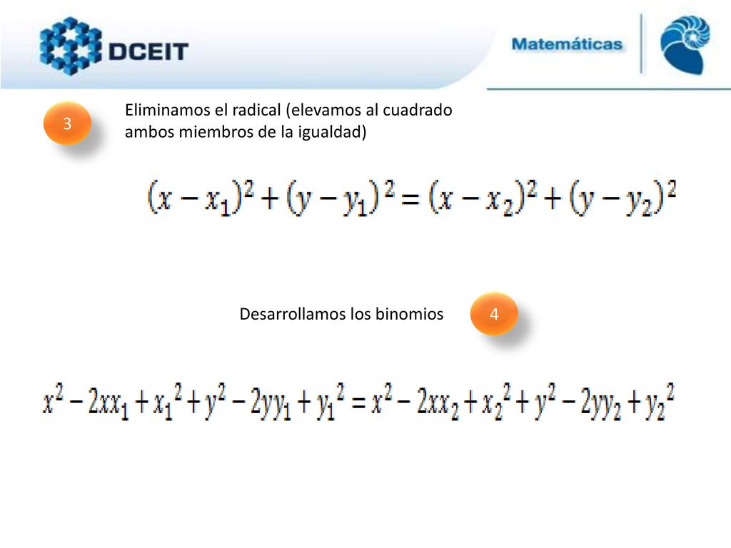 Eliminamos el radical (elevamos al cuadrado ambos miembros de la igualdad)
