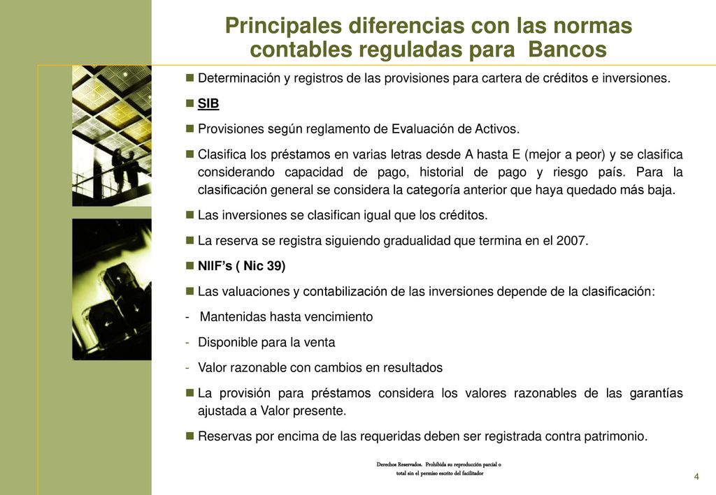 Principales diferencias con las normas contables reguladas para Bancos