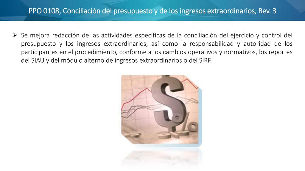 PPO 0108, Conciliación del presupuesto y de los ingresos extraordinarios, Rev. 3