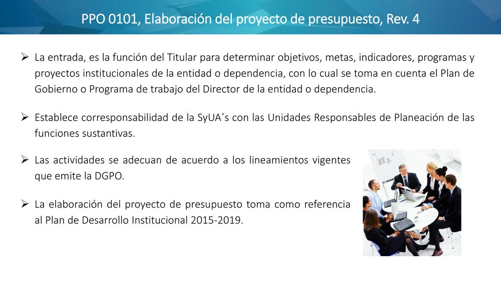 PPO 0101, Elaboración del proyecto de presupuesto, Rev. 4