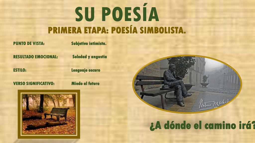 SU POESÍA ¿A dónde el camino irá PRIMERA ETAPA: POESÍA SIMBOLISTA.