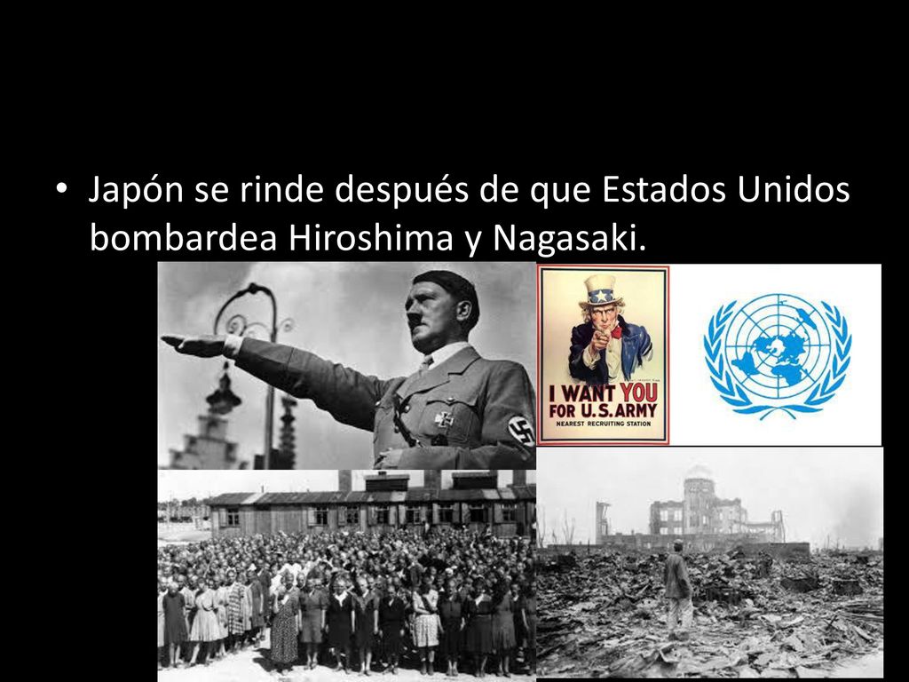 Japón se rinde después de que Estados Unidos bombardea Hiroshima y Nagasaki.