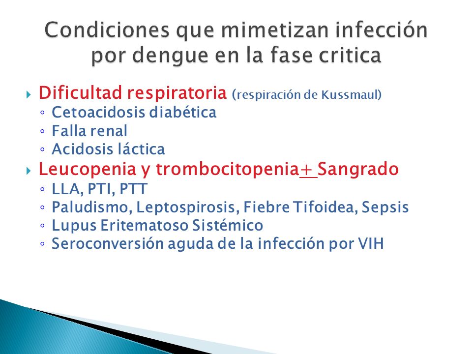 Condiciones que mimetizan infección por dengue en la fase critica