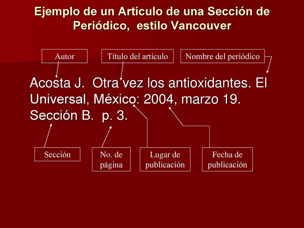 Ejemplo de un Artículo de una Sección de Periódico, estilo Vancouver