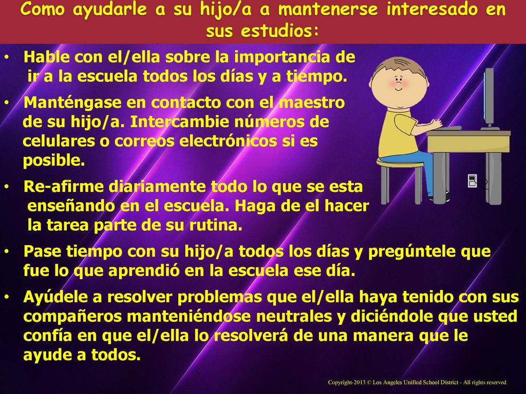 Como ayudarle a su hijo/a a mantenerse interesado en sus estudios: