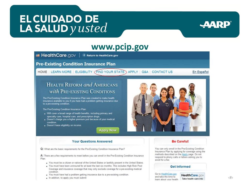 Esta es una captura de pantalla del sitio web pcip.gov.
