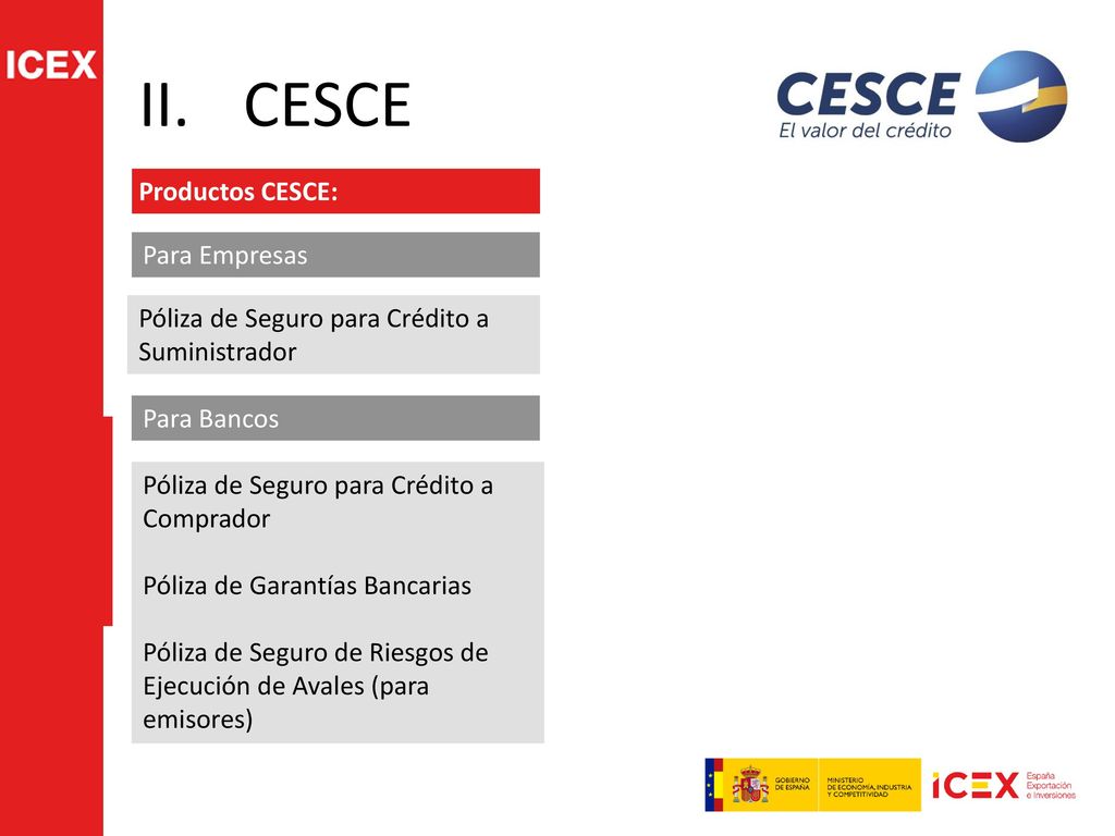 CESCE Productos CESCE: Para Empresas