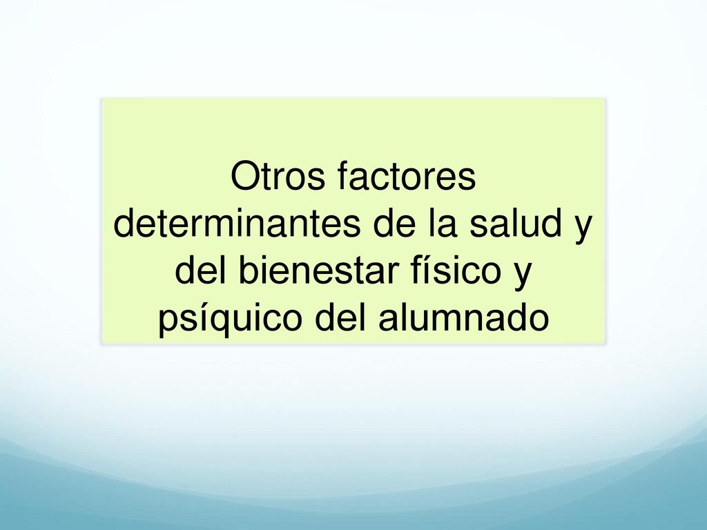 Otros factores determinantes de la salud y del bienestar físico y psíquico del alumnado