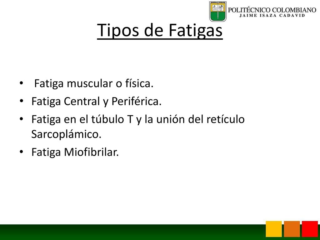 Tipos de Fatigas Fatiga muscular o física.