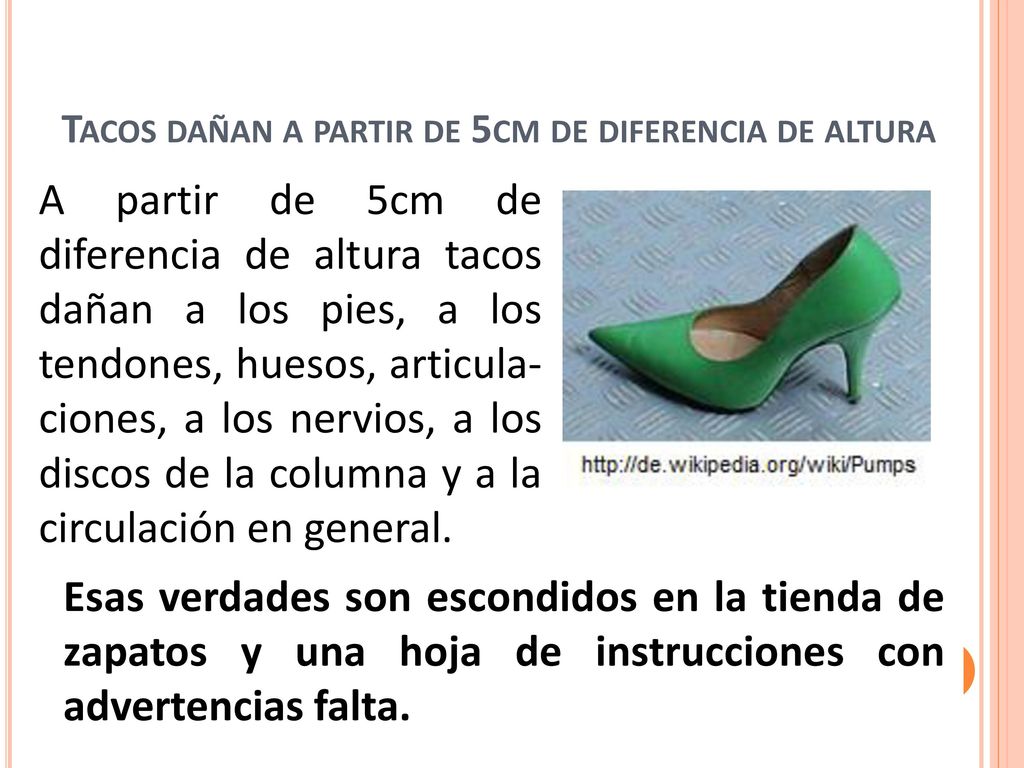 Tacos dañan a partir de 5cm de diferencia de altura
