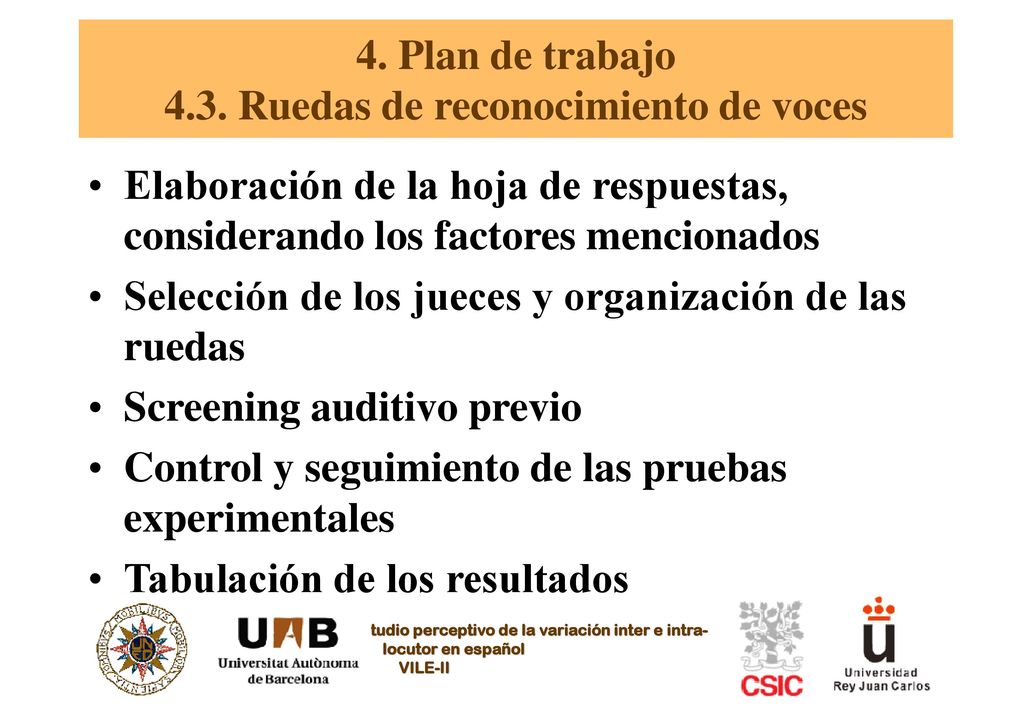 4. Plan de trabajo 4.3. Ruedas de reconocimiento de voces