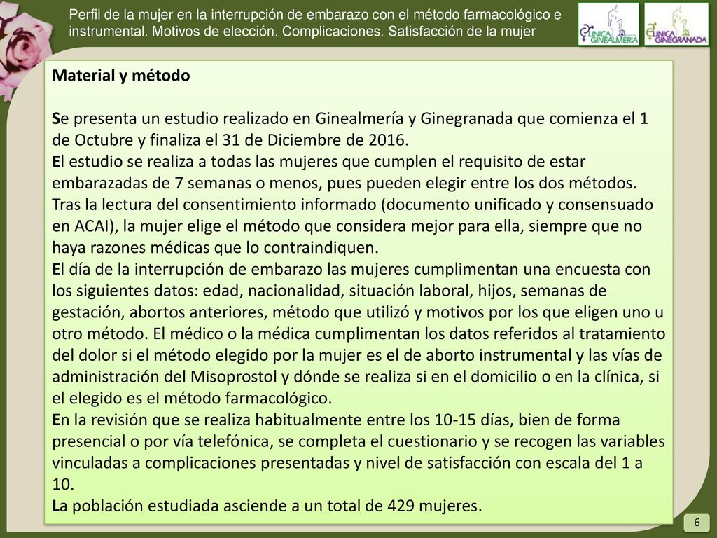 La población estudiada asciende a un total de 429 mujeres.