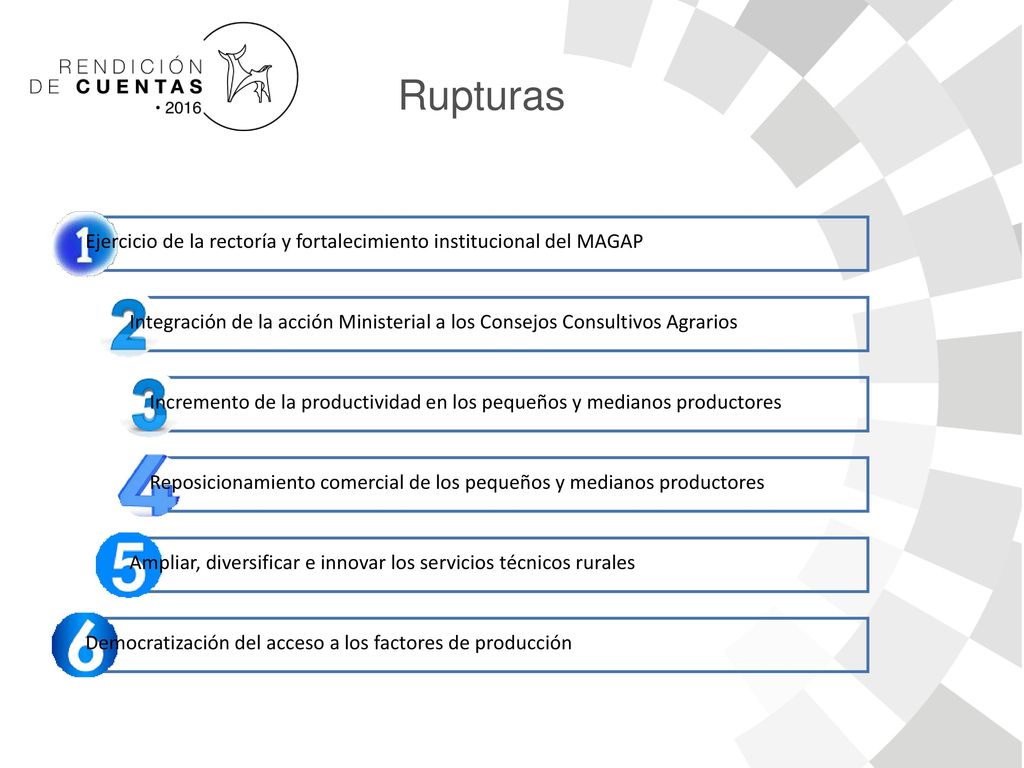 Rupturas Ejercicio de la rectoría y fortalecimiento institucional del MAGAP.