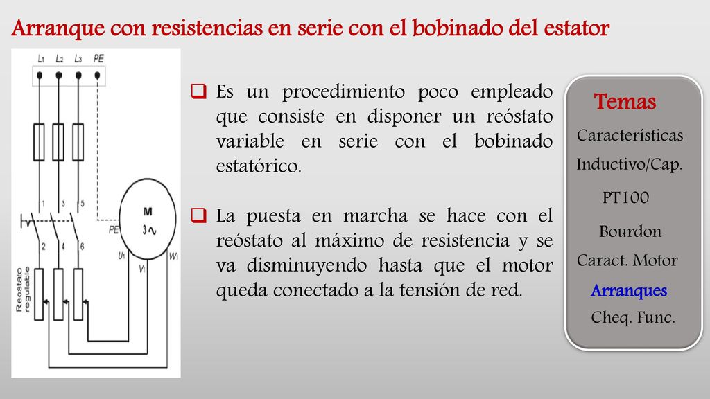 Arranque con resistencias en serie con el bobinado del estator