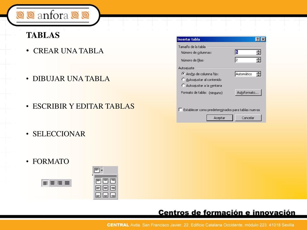 TABLAS CREAR UNA TABLA DIBUJAR UNA TABLA ESCRIBIR Y EDITAR TABLAS