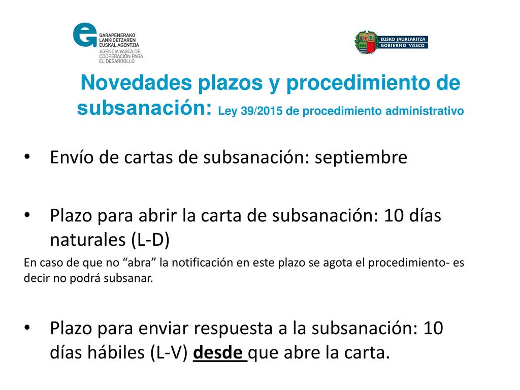 Novedades plazos y procedimiento de subsanación: Ley 39/2015 de procedimiento administrativo