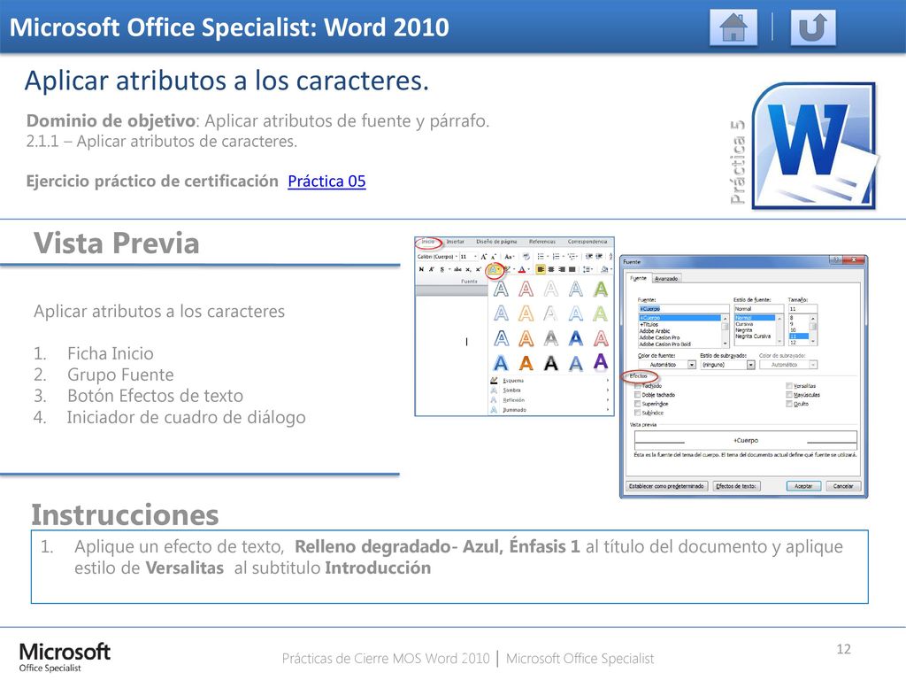 Prácticas de Cierre MOS Word 2010 │ Microsoft Office Specialist