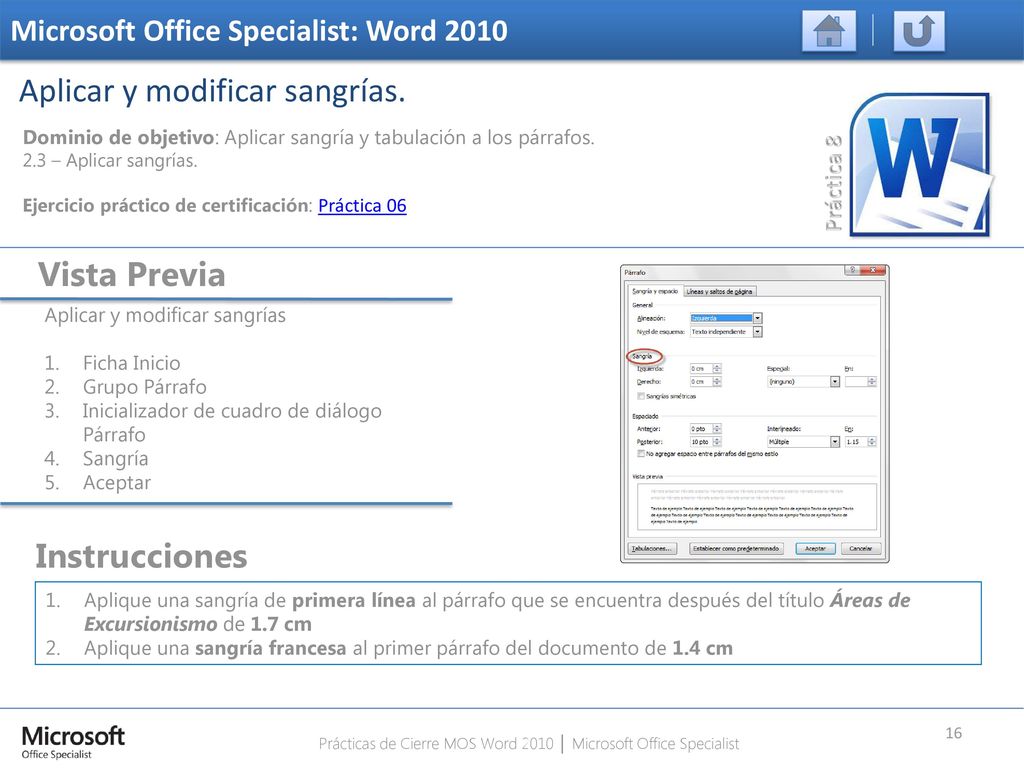 Prácticas de Cierre MOS Word 2010 │ Microsoft Office Specialist