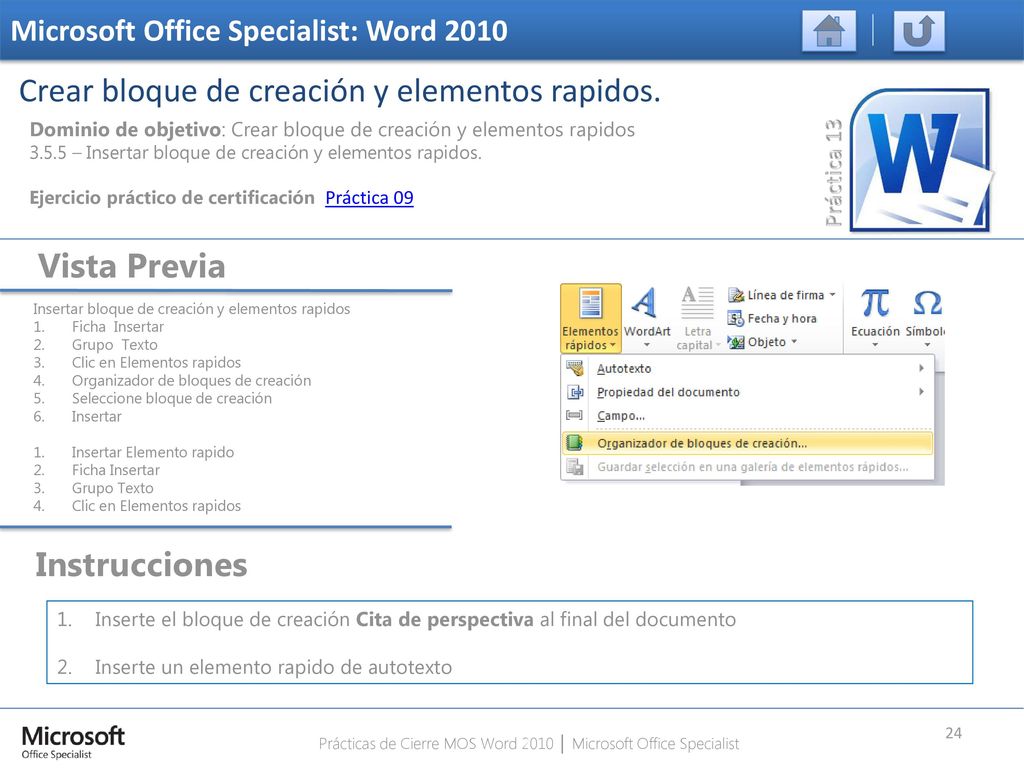 Prácticas de Cierre MOS Word 2010 │ Microsoft Office Specialist