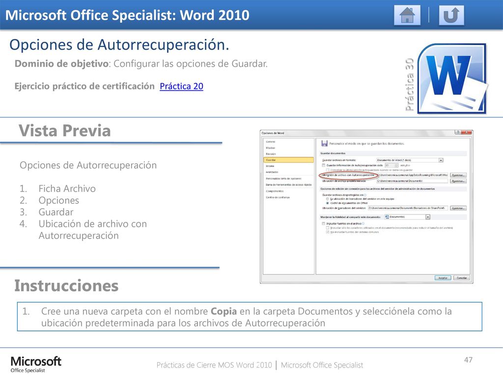 Prácticas de Cierre MOS Word 2010 │ Microsoft Office Specialist