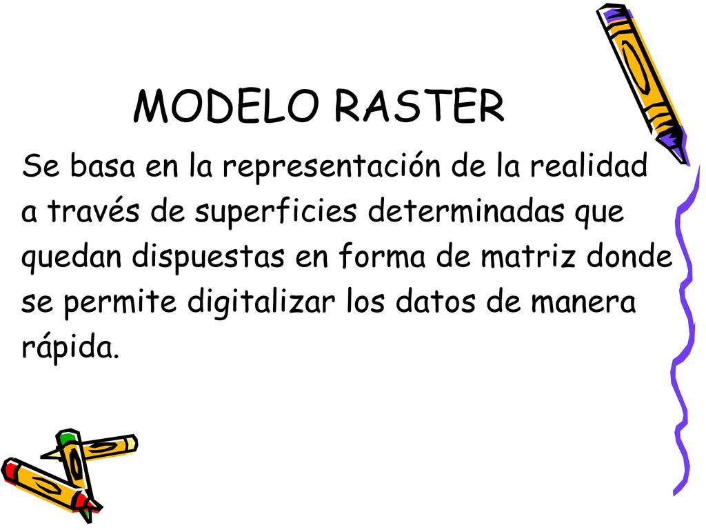 MODELO RASTER Se basa en la representación de la realidad