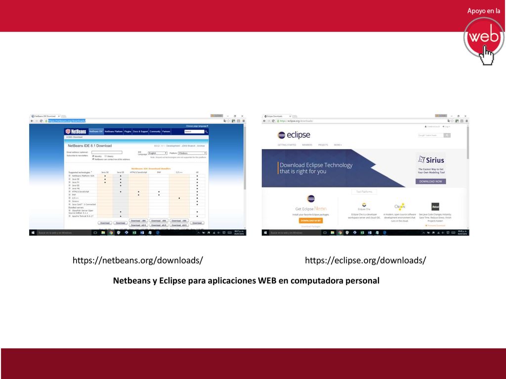 Netbeans y Eclipse para aplicaciones WEB en computadora personal