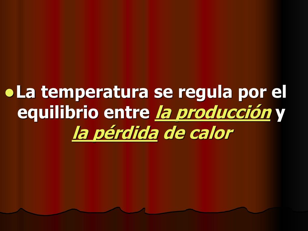 La temperatura se regula por el equilibrio entre la producción y la pérdida de calor