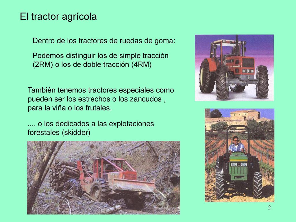 El tractor agrícola Dentro de los tractores de ruedas de goma: