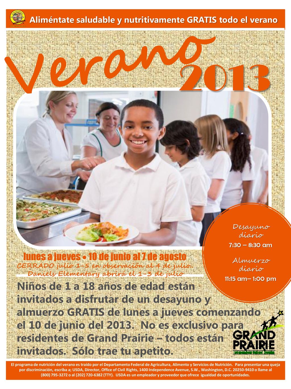Verano 2013 Niños de 1 a 18 años de edad están