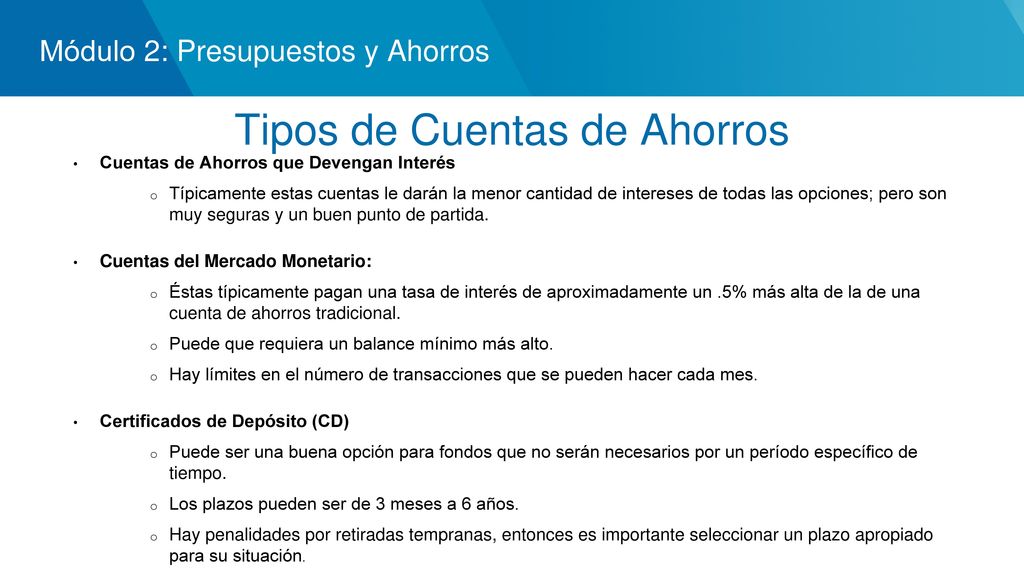 Tipos de Cuentas de Ahorros