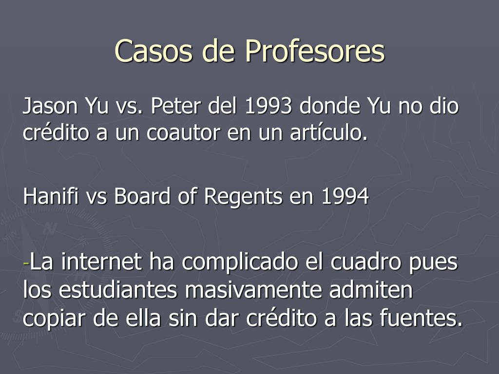 Casos de Profesores Jason Yu vs. Peter del 1993 donde Yu no dio crédito a un coautor en un artículo.